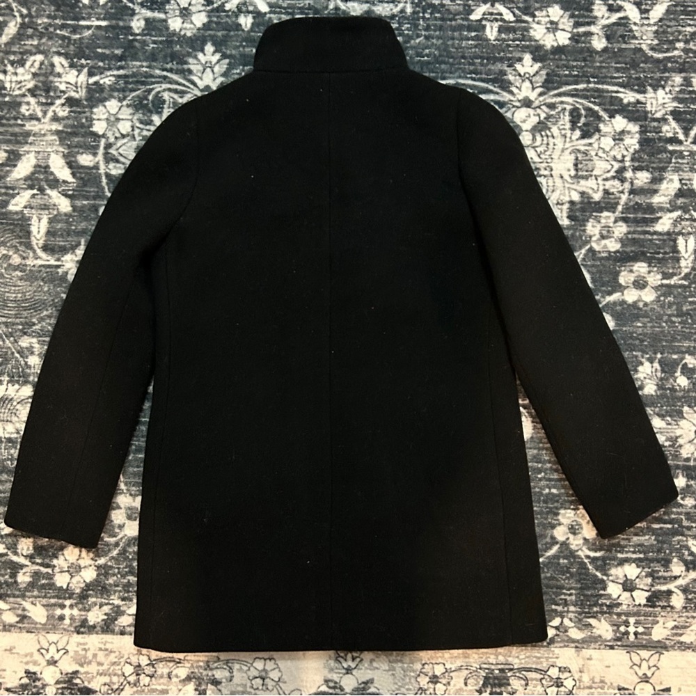 J. Crew women’s wool mid length Black collard zip up Pea Coat - Picture 2 of 4